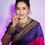 Madhuri Dixit Instagram - A pop of pink, a dash of grace 🫶🏻 #thursday #tbt #photooftheday #photoshoot #dancedeewane #sareelove