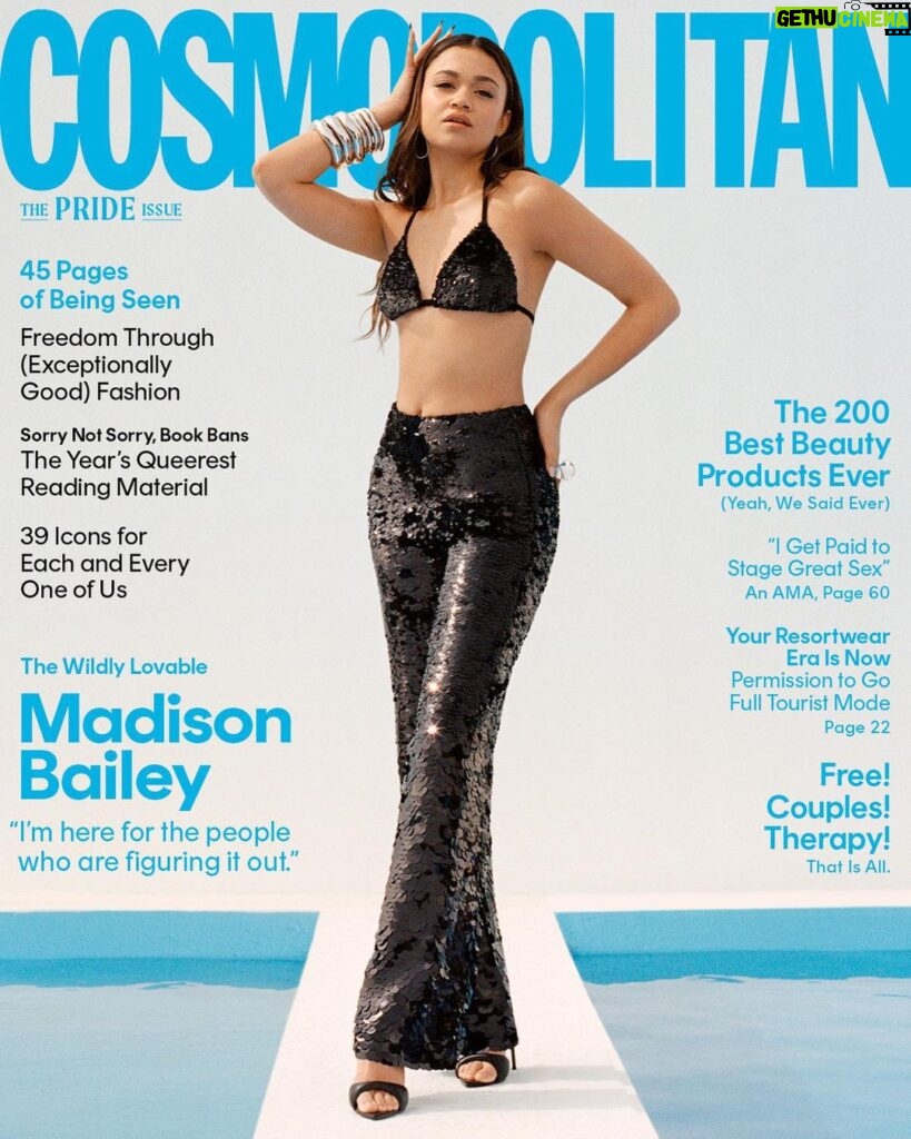 Madison Bailey Instagram - Are y’all seeing what I’m seeing? I’m on the COVER of COSMOPOLITAN I just… I don’t even know what to say. This is the one for me.. thank you. 🤍 @Cosmopolitan @HMEBookings Editor-in-chief: @jessica_giles Creative Director: @malloryroynon Entertainment Director: @maxwelllosgar Photos: @josefinasantos Stylist: @cassieanderson212 Interview: @rayzhon 🤍🤍🤍 Hair: @grahamnation Makeup: @kendalfedail Manicure: @eriishizu Deputy Visual Director: @scottmlacey Production: @crawfordandcoproductions Props: @jessenemeth Tailor: @wesleynault Video: @abbeya @liesllar @jupadhye @shoyokoko @therichsound Special thanks: @theledecompany