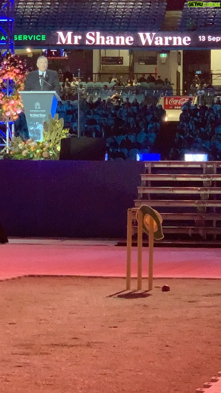 Magda Szubanski Instagram - After Warnie’s kids Brooke, Jackson and Summer made their beautiful, heartfelt tributes to their beloved dad there was not a dry eye in the whole @mcg No matter what you thought of Warnie one thing is indisputable - he adored his kids and they adored him. Fitting send off by @eddie_mcguire_67 and a beautiful send off for the King of Spin. Still can’t believe it’s real Vale #shanewarne #shanewarnememorial ❤️