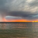 Magda Szubanski Instagram – Oh wow!! Incredible sunset and lightning over the bay 
🌅 🌩⛈ Hey @wendysharpeart they remind me of the colours you used in my portrait!!