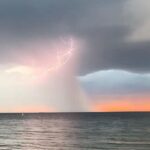 Magda Szubanski Instagram – Oh wow!! Incredible sunset and lightning over the bay 
🌅 🌩⛈ Hey @wendysharpeart they remind me of the colours you used in my portrait!!