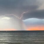 Magda Szubanski Instagram – Oh wow!! Incredible sunset and lightning over the bay 
🌅 🌩⛈ Hey @wendysharpeart they remind me of the colours you used in my portrait!!