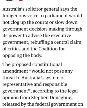 Magda Szubanski Instagram - When it comes to The Voice and the constitution… I’m no legal expert. But you know who is? The Solicitor General! Who says “The proposed constitutional amendment would not pose any threat to Australia’s system of representative and responsible government”. Indeed, “ the Voice would ‘enhance’ Australia’s system of government”. The NO campaign has just one strategy… create mass confusion. Let’s help spread some actual facts and clarity. 🩵 
you can read full story at two links in my bio. One of which “unpacks” claims by Jacinta Nampijinpa Price
I’ll just go grab some popcorn and wait for the avalanche of hate 🍿
