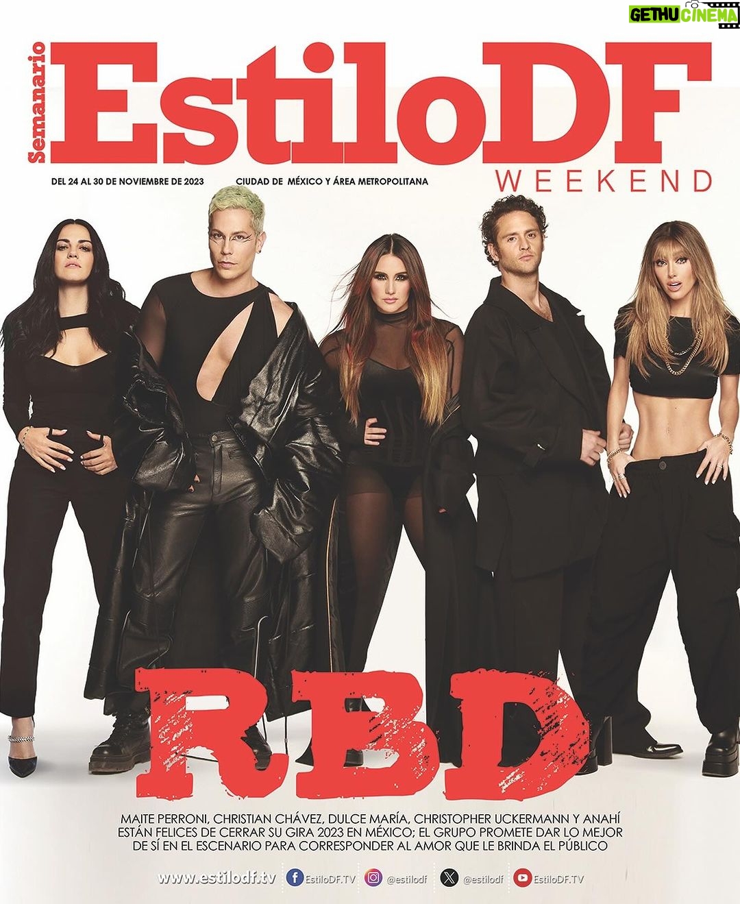 Maite Perroni Instagram - #Repost @estilodf Hoy es viernes de #EstiloDFWeekend en portada tenemos a @rbd_musica @maiteperroni , @christianchavezreal , @dulcemaria , @christophervuckermann y @anahi están felices de cerrar su Gira 2023 en México; el grupo promete dar lo mejor de sí en el escenario para corresponder al amor que le brinda al público.