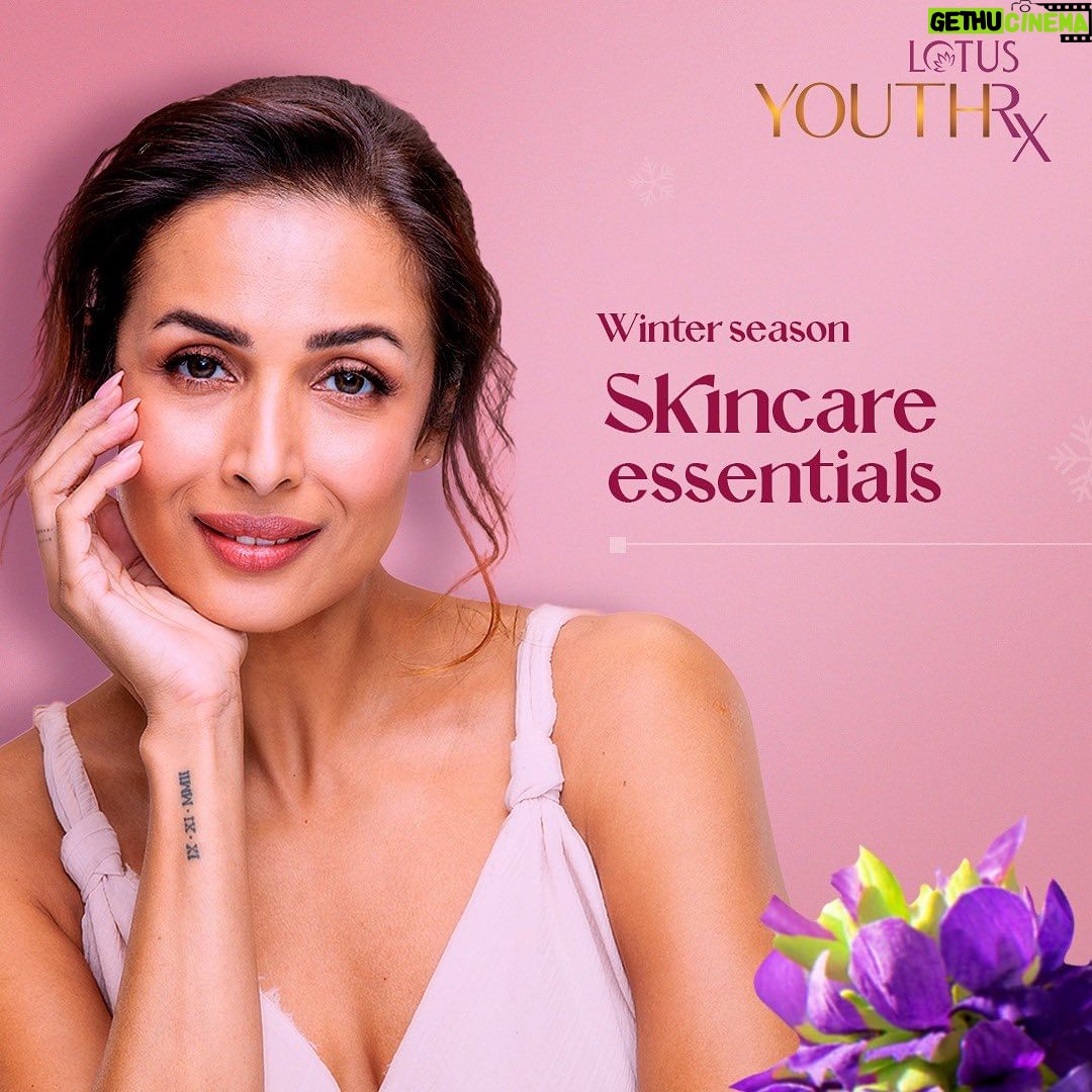 Malaika Arora Instagram - As winter rolls in, your skin needs extra care to retain moisture! So opt for natural products that give your skin the hydration and healthy nutrients it needs β¨ Choose YouthRx for formulations infused with 100% plant-based retinol and Vitamin C. Shop from the link in bio π #YouthRx #Lotus #LotusHerbals #MalaikaArora #Malaika