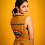 Manasa Varanasi Instagram - Breathing in funky motifs 🏺🌈♣️♥️🌻 📷 @pranav.foto Styled by @rashmitathapa Wearing @shahinmannan #itwasallyellow #rainbow