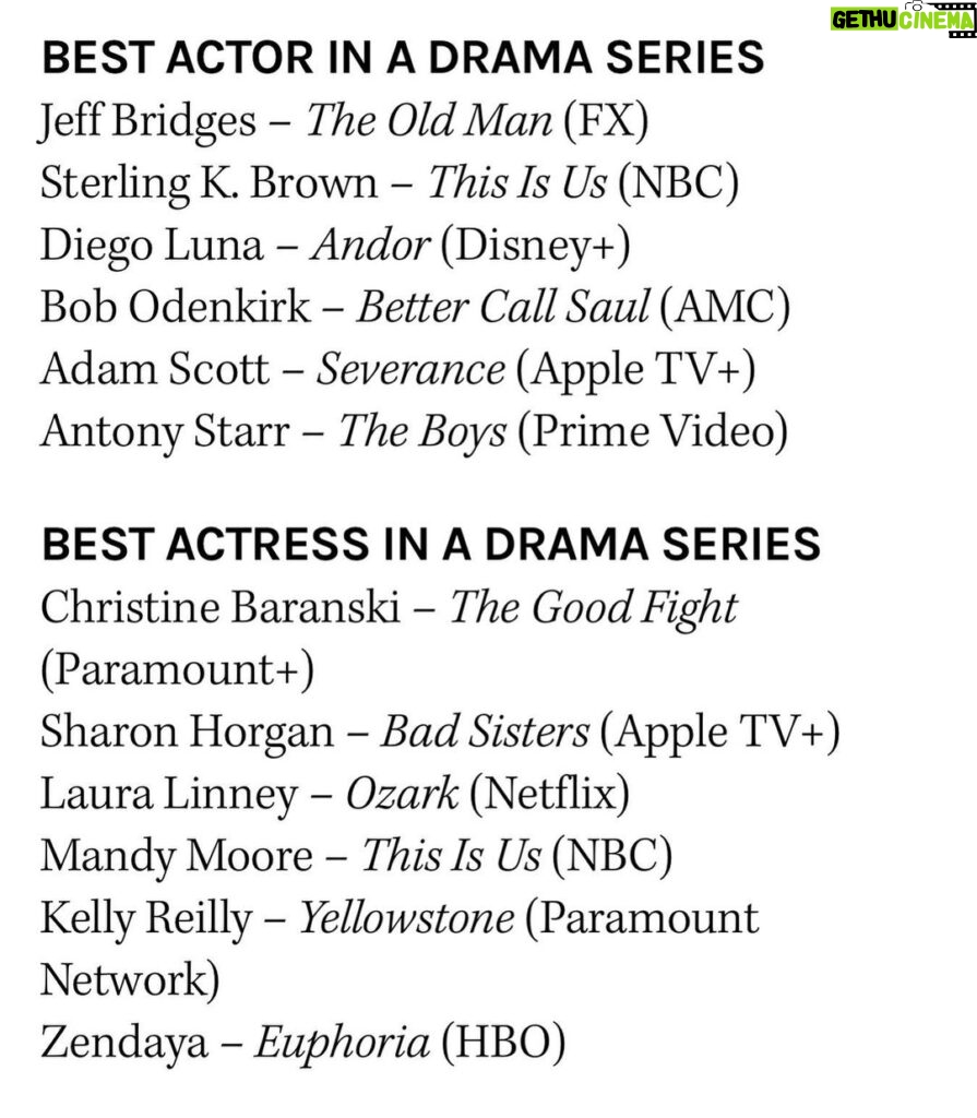 Mandy Moore Instagram - Honored to be in this company and to represent with my television son @sterlingkbrown for our #thisisus family. Thank you, @criticschoice!!