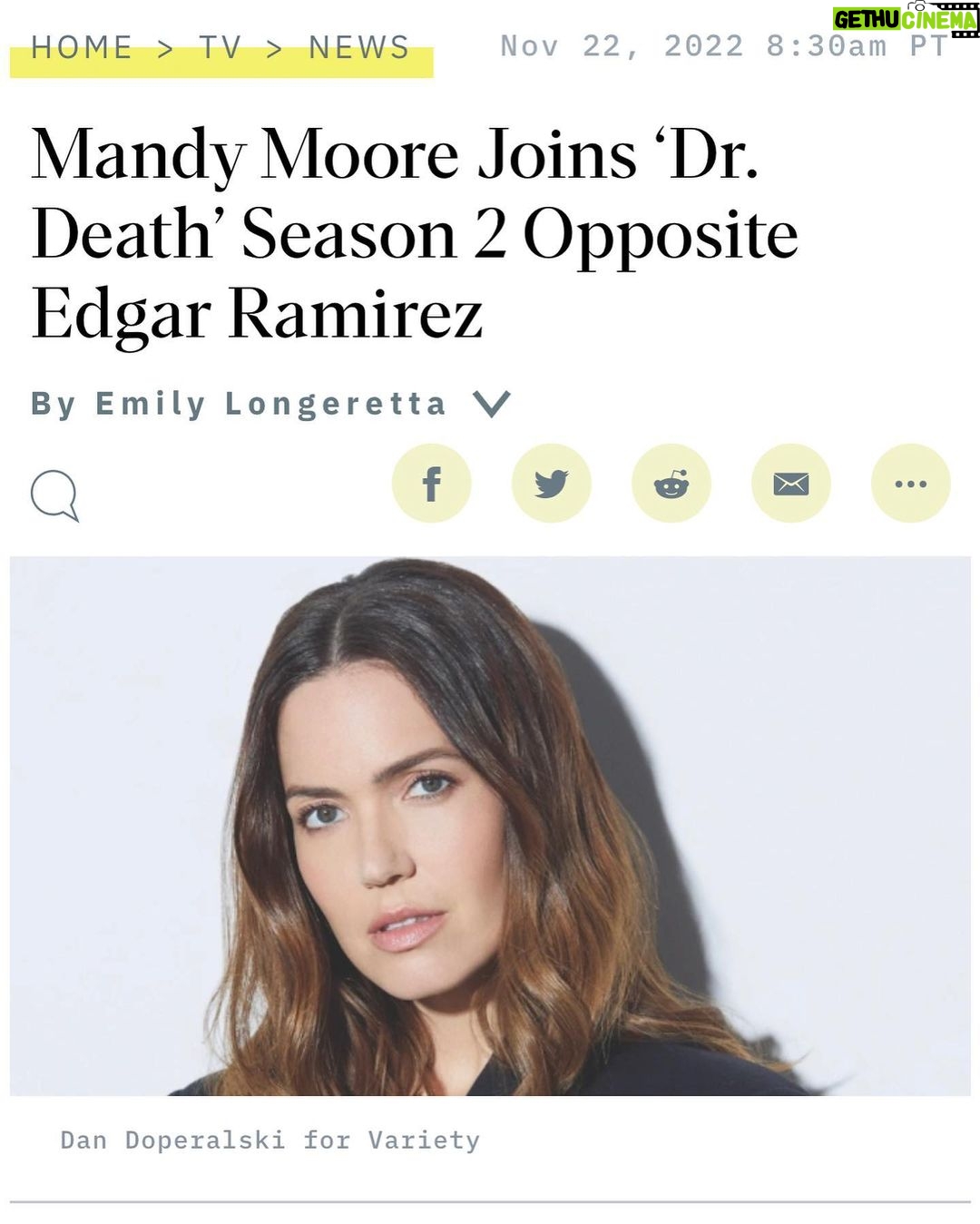 Mandy Moore Instagram - Secret’s out! I wasn’t expecting to head back to work so soon but I couldn’t say no to Dr. Death and the chance to work with @edgarramirez25 and my friend @jennifermorrison to tell this story.