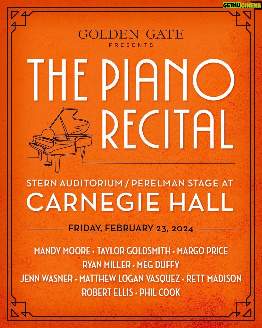Mandy Moore Instagram - Hi loves! I’ll be playing The Piano Recital at Carnegie Hall with these very talented artists in February! It's going to be a beautiful show. Hope to see you there 💓 Tickets available at the link in bio and stories.