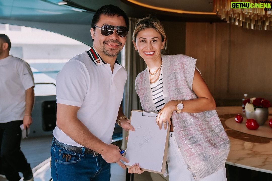 Manny Pacquiao Instagram - Thank you Costas and your wife Suzana for the hospitality on their yacht, GECO. #XM 🛥️ 🇬🇷
