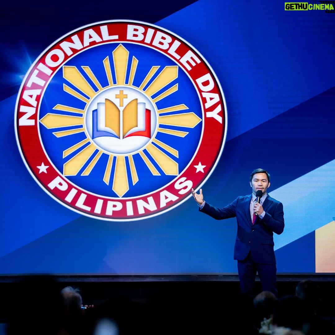 Manny Pacquiao Instagram - Happy 7th National Bible Day! We thank the Lord for the Holy Bible, which serves as our most important guide in life and our primary source of inspiration. The Word of God reminds us that in all things, we must trust the Lord at all times. The Bible is not just a book, but a living testimony of God’s love for mankind. As we celebrate the National Bible Day every last Monday of January by virtue of Republic Act 11163, I declare a special blessing for our country and our people. May we all continue to seek God first and soak in His Word so that we may live a life that is pleasing to Him. God bless the Philippines! 🇵🇭