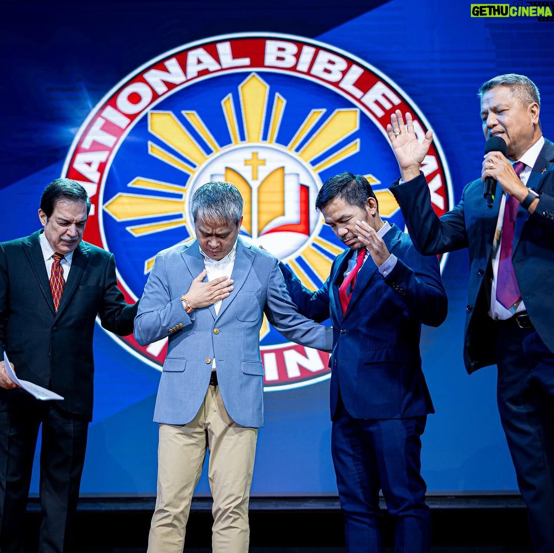 Manny Pacquiao Instagram - Happy 7th National Bible Day! We thank the Lord for the Holy Bible, which serves as our most important guide in life and our primary source of inspiration. The Word of God reminds us that in all things, we must trust the Lord at all times. The Bible is not just a book, but a living testimony of God’s love for mankind. As we celebrate the National Bible Day every last Monday of January by virtue of Republic Act 11163, I declare a special blessing for our country and our people. May we all continue to seek God first and soak in His Word so that we may live a life that is pleasing to Him. God bless the Philippines! 🇵🇭