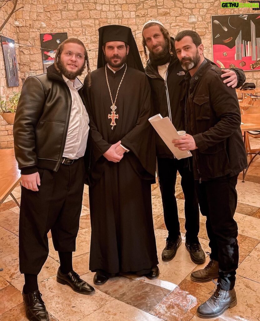 Manos Gavras Instagram - With my boy @yuda29 and two of our wonderful extras behind the scenes of “East Side” in Jerusalem. #filming #eastside #tvseries #season1 #behindthescenes #backstage #fremantleentertainment #jerusalem #israel #acting Jerusalem, Israel