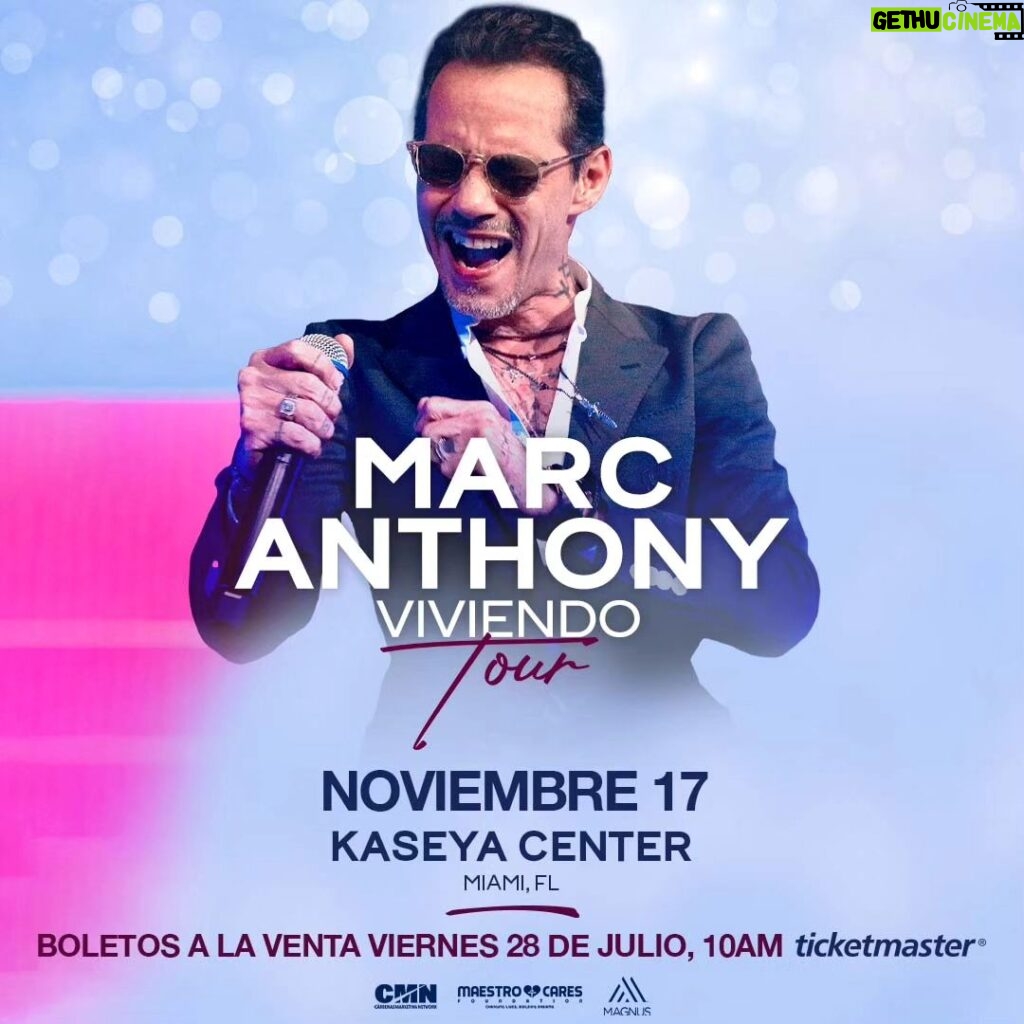 Marc Anthony Instagram - Mi gente, vamos a celebrar juntos en Miami! Este 17 de Noviembre nos volvemos a ver en concierto. Boletos a la venta este Viernes.