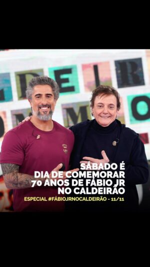 Marcos Mion Instagram - NOSSA PRÓXIMA HOMENAGEM!❤️
.
Neste sábado a gente inicia as comemorações dos 70 anos desse artista único! Uma referência que participou da trilha sonora da vida de todos os brasileiros! 
.
@fabiojroficial vem cantar seus inúmeros hits em uma tarde MUITO especial e emocionante, com surpresas e plateia VIP!
.
Já coloca na agenda porque vai ser incrível! 🤍