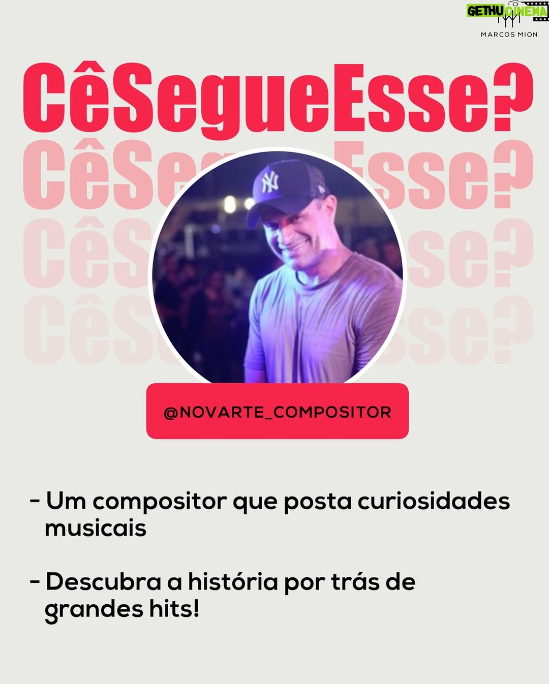 Marcos Mion Instagram - AQUI TEM NOVIDADES PARA O SEU FEED! 🤩 Essa é mais uma edição do #CeSegueEsse com uma curadoria incrível de perfis feita pelo #TimeMionzera: 💥 Claudio Novarte (@novarte_compositor): ele é um compositor do Rio de Janeiro e em seu perfil, além de postar alguns dos seus trabalhos, ele também reúne cortes de entrevistas e podcasts onde cantores e músicos contam curiosidades sobre a criação de grandes sucessos da música. Algumas histórias vão te surpreender! 💥 Tamy Souza (@_pretabacana): usando todo o seu conhecimento sobre maquiagem para peles pretas, ela leva empoderamento e posta muitas dicas de moda e beleza. A Tamy também é criadora do concurso Miss Beleza Negra Real e é CEO da primeira loja de make para pele preta do Brasil. 💥 Novembro Azul (@novembroazuloficial): esse é o mês de lembrar algo importante e que, na verdade, deve ser lembrado o ano inteiro: prevenção na saúde masculina. Seguindo esse perfil você recebe informações que trazem consciência sobre o câncer de próstata e os exames preventivos indispensáveis e que fazem toda a diferença. Qual perfil com até 250K de inscritos você quer ver aqui nas próximas semanas??? COMENTE! ⬇️⬇️⬇️