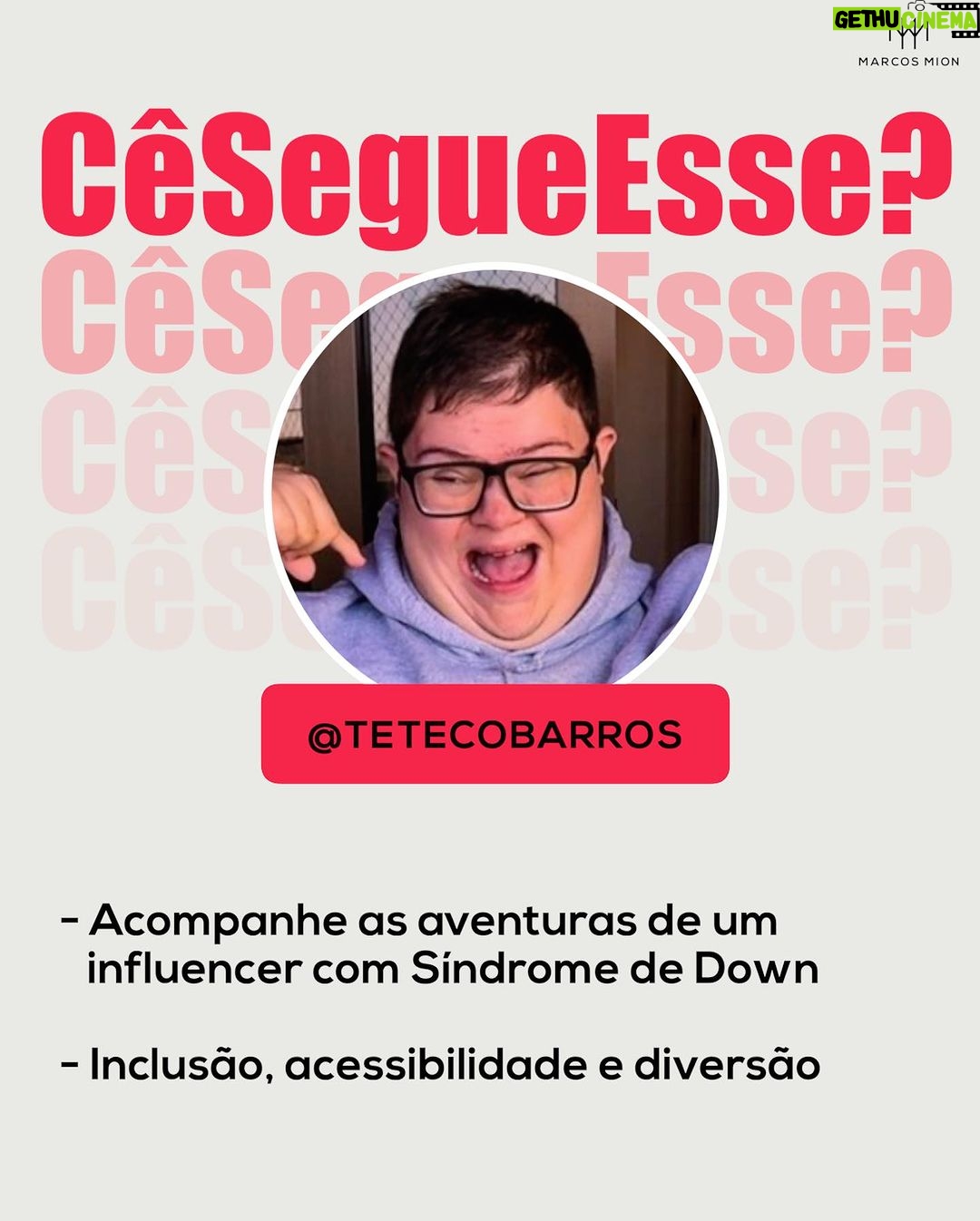Marcos Mion Instagram - VEJA COMO DAR UM TOQUE ESPECIAL PRO SEU FEED👇😉 É só seguir os indicados do #Cesegueesse, a curadoria de perfis feita pelo #TimeMionzera! 💥 Teteco Barros (@tetecobarros): esse influenciador com Síndrome de Down mostra que a diversidade é uma força, não uma limitação. Sua presença nas redes sociais leva conscientização e destaca todo o seu talento e carisma, tanto que já conquistou milhares de seguidores! No perfil dele você vai se divertir com suas bem humoradas frases do dia e ainda vai ficar por dentro do mundo digital no quadro “Tetecnologia”. 💥 Iury Simões (@iurysimoes.art): ele se interessou pelos desenhos ainda criança e hoje é um artista plástico que faz mini pinturas incríveis de pessoas aleatórias que vê na rua. Utilizando a técnica de aquarela, Iury vai misturando cores, criando luz e sombra e com traços simples cria suas pequenas obras. Ele também faz pinturas maiores e posta todo o processo, que é incrível de acompanhar! 💥 O Que Devo Ler (@oquedevoler): seguindo esse perfil você nunca mais vai ter dificuldade para encontrar sua próxima leitura! Aqui, a escritora e roteirista Thami Polensan dá indicações de livros de um jeito simples, direto e divertido. Ela cria categorias como: “um livro para visitar um lugar que não existe mais” ou “um livro para devorar em um fim de semana”. Além disso, ainda tem indicações no estilo “se gostou deste, talvez goste deste”. E você pode participar marcando as SUAS indicações (com até 250K de inscritos) nos comentários. VALENDO! ⤵️