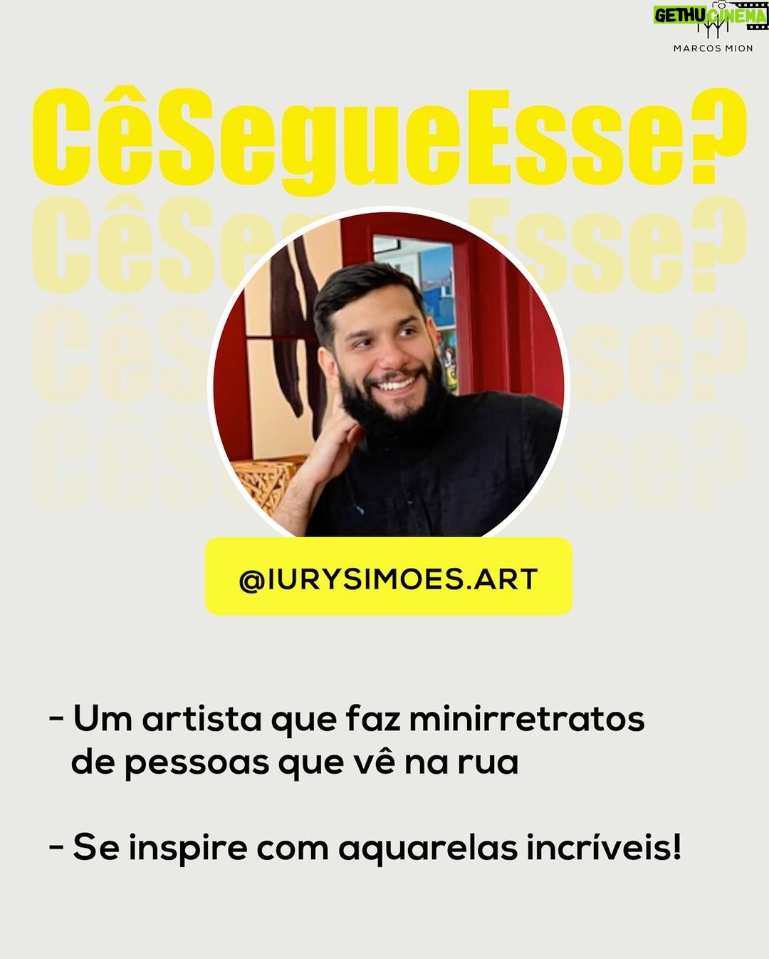 Marcos Mion Instagram - VEJA COMO DAR UM TOQUE ESPECIAL PRO SEU FEED👇😉 É só seguir os indicados do #Cesegueesse, a curadoria de perfis feita pelo #TimeMionzera! 💥 Teteco Barros (@tetecobarros): esse influenciador com Síndrome de Down mostra que a diversidade é uma força, não uma limitação. Sua presença nas redes sociais leva conscientização e destaca todo o seu talento e carisma, tanto que já conquistou milhares de seguidores! No perfil dele você vai se divertir com suas bem humoradas frases do dia e ainda vai ficar por dentro do mundo digital no quadro “Tetecnologia”. 💥 Iury Simões (@iurysimoes.art): ele se interessou pelos desenhos ainda criança e hoje é um artista plástico que faz mini pinturas incríveis de pessoas aleatórias que vê na rua. Utilizando a técnica de aquarela, Iury vai misturando cores, criando luz e sombra e com traços simples cria suas pequenas obras. Ele também faz pinturas maiores e posta todo o processo, que é incrível de acompanhar! 💥 O Que Devo Ler (@oquedevoler): seguindo esse perfil você nunca mais vai ter dificuldade para encontrar sua próxima leitura! Aqui, a escritora e roteirista Thami Polensan dá indicações de livros de um jeito simples, direto e divertido. Ela cria categorias como: “um livro para visitar um lugar que não existe mais” ou “um livro para devorar em um fim de semana”. Além disso, ainda tem indicações no estilo “se gostou deste, talvez goste deste”. E você pode participar marcando as SUAS indicações (com até 250K de inscritos) nos comentários. VALENDO! ⤵️