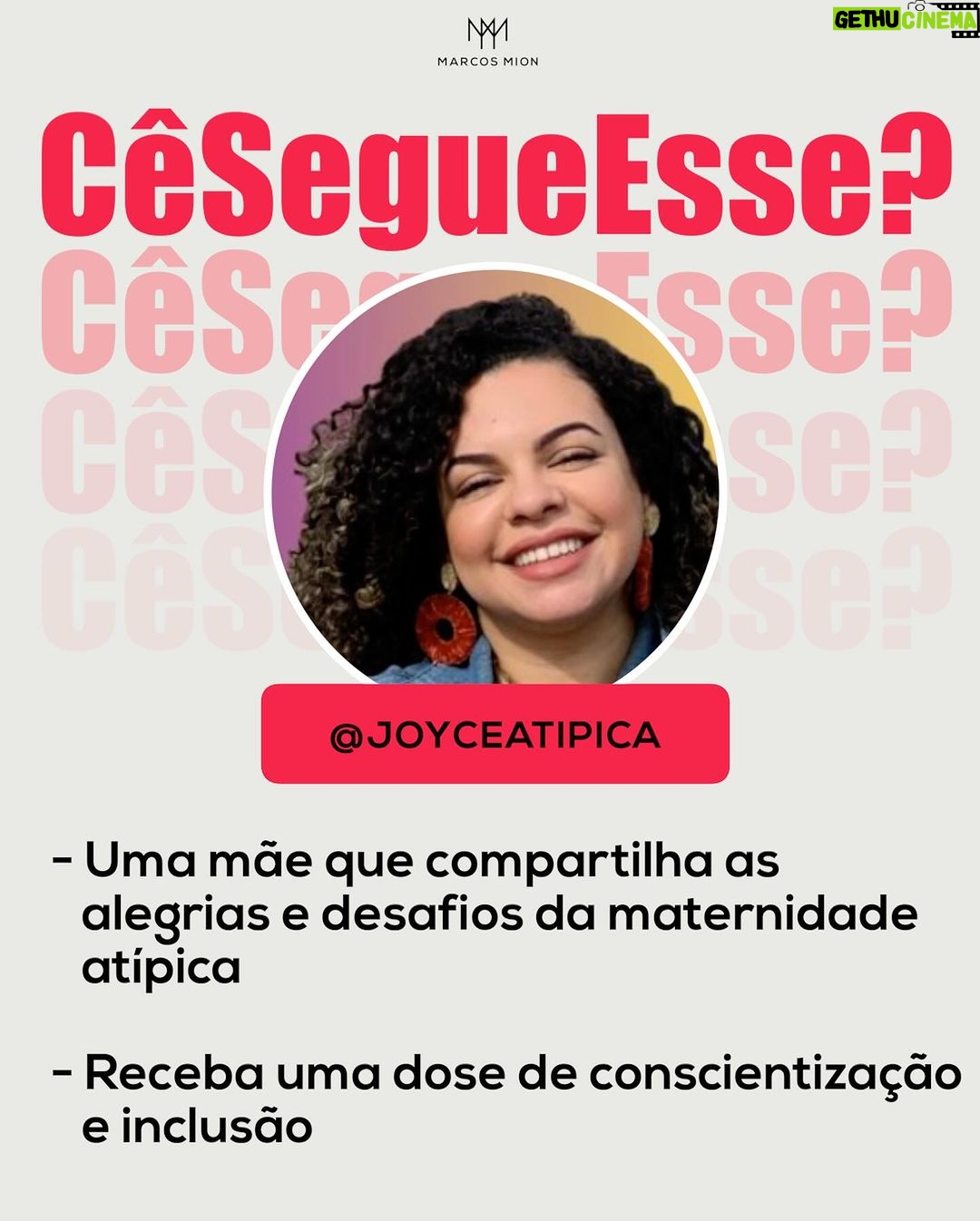 Marcos Mion Instagram - OLHA O QUE CHEGOU!👇🤩 São as indicações de perfis imperdíveis do #CeSegueEsse que você precisa conhecer e seguir: 💥 Joyce Dias (@joyceatipica): ela é mãe do Isaac, um garotinho no espectro autista e da Angelina, que no momento está em investigação do diagnóstico. Ela compartilha sua rotina e algumas reflexões profundas, tudo com o objetivo de oferecer apoio e inspiração para outras famílias que enfrentam desafios semelhantes. 💥 Cortes MPB (@cortesmpb): esse perfil leva você para os bastidores das carreiras dos maiores cantores e compositores da Música Popular Brasileira! A cada postagem você irá encontrar cortes de entrevistas, onde os artistas compartilham curiosidades sobre suas trajetórias e as histórias por trás das músicas que se tornaram trilhas sonoras de nossas vidas. 💥 Juan Sabino (@juansabinoo): esse garoto da Baixada Santista de apenas 11 anos ama cozinhar e já é daqueles cozinheiros de mão cheia! Ele faz vídeos ensinando receitas e está se destacando pelas suas habilidades. Em uma entrevista, contou que sonha em ser um Chef e ter seu próprio restaurante que vai se chamar “Don Juan”. Daqueles sonhos que vale seguir e apoiar! Aqui você também pode participar enviando a suas 🫵 indicações (perfis com até 250K de inscritos) nos comentários ⬇️