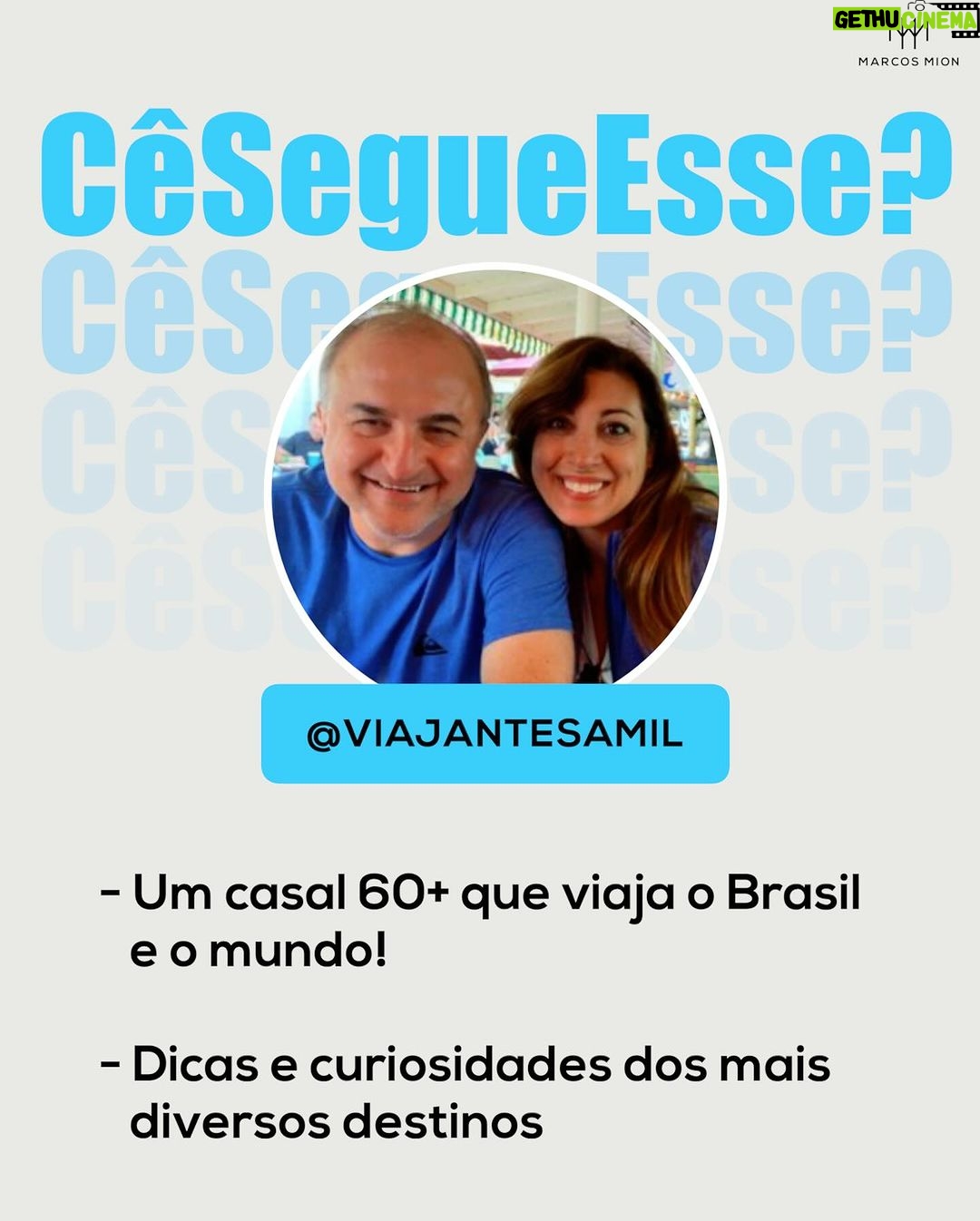 Marcos Mion Instagram - PROCURANDO CONTEÚDO E CRIATIVIDADE PRO SEU FEED? 🔎🧐 Se liga nas indicações do #CeSegueEsse, a curadoria de perfis do #TimeMionzera: 💥 Joaquim Bessa (@ojoaquimbessa): acompanhe o dia a dia, as alegrias e conquistas desse garotinho extraordinário com Síndrome de Down. Cada postagem é uma celebração à diversidade e à inclusão, trazendo também muito aprendizado sobre essa condição genética presente em mais de 300 mil brasileiros, segundo dados do IBGE. 💥 Flávio Paiva (@fisicaflavio): conheça esse perfil dedicado ao mundo da física, criado pelo Flávio que é professor. Aqui, ele ensina os conceitos e teorias mais intrigantes de uma forma descomplicada e fácil de entender, transformando matérias complexas em conhecimento acessível a todos. 💥 Viajantes a Mil (@viajantesamil): Mauro e Solange são um casal +60 e eles se aventuram pelo Brasil e pelo mundo. Já estiveram em mais de 30 países e em seu perfil dão dicas e curiosidades dos mais diversos destinos, mostrando que a vida aos 60 só está começando. Pensou em algum perfil, com até 250K de inscritos, que merece aparecer aqui? Então marque nos comentários! ⤵️