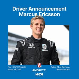 Marcus Ericsson Instagram - [DRIVER NEWS] We're excited to announce Marcus Ericsson as the fourth driver to join the No. 10 WTRAndretti Acura ARX-06 GTP lineup for the #Rolex24 in January! 

🗞️ Read more at the link in our bio. 

#WTRAndretti // #AcuraMotorsports