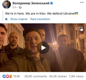 Marcus Oscarsson Instagram - 💙💛 MEDDELANDE I KVÄLL FRÅN UKRAINAS TAPPRA PRESIDENT VOLODYMYR ZELENSKYY Володимир Олександрович Зеленський

– Godkväll allesammans! Vi är här allihop. Gruppledaren i regeringspartiet (Davyd Arakhamia) är här. Regeringskansliets chef (Andrei Yerman) är här. Premiärminister (Denys) Shmygal är här. (Mykhaylo) Podolyak (Presidentrådgivaren) är här. Presidenten är här. Vi är alla här. Våra soldater är här. Folket är här. Och vi är här. Vi försvarar vår självständighet. Vårt land. Det är så det kommer bli. Leve våra försvarare. Leve kvinnor och män. Leve Ukraina. Leve våra hjältar!