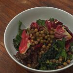 Maria Jekova Instagram - Boiled roveja, radicchio, cavolo nero, valeriana. EVO, mustard, honey, lemon, salt. Rome, Italy
