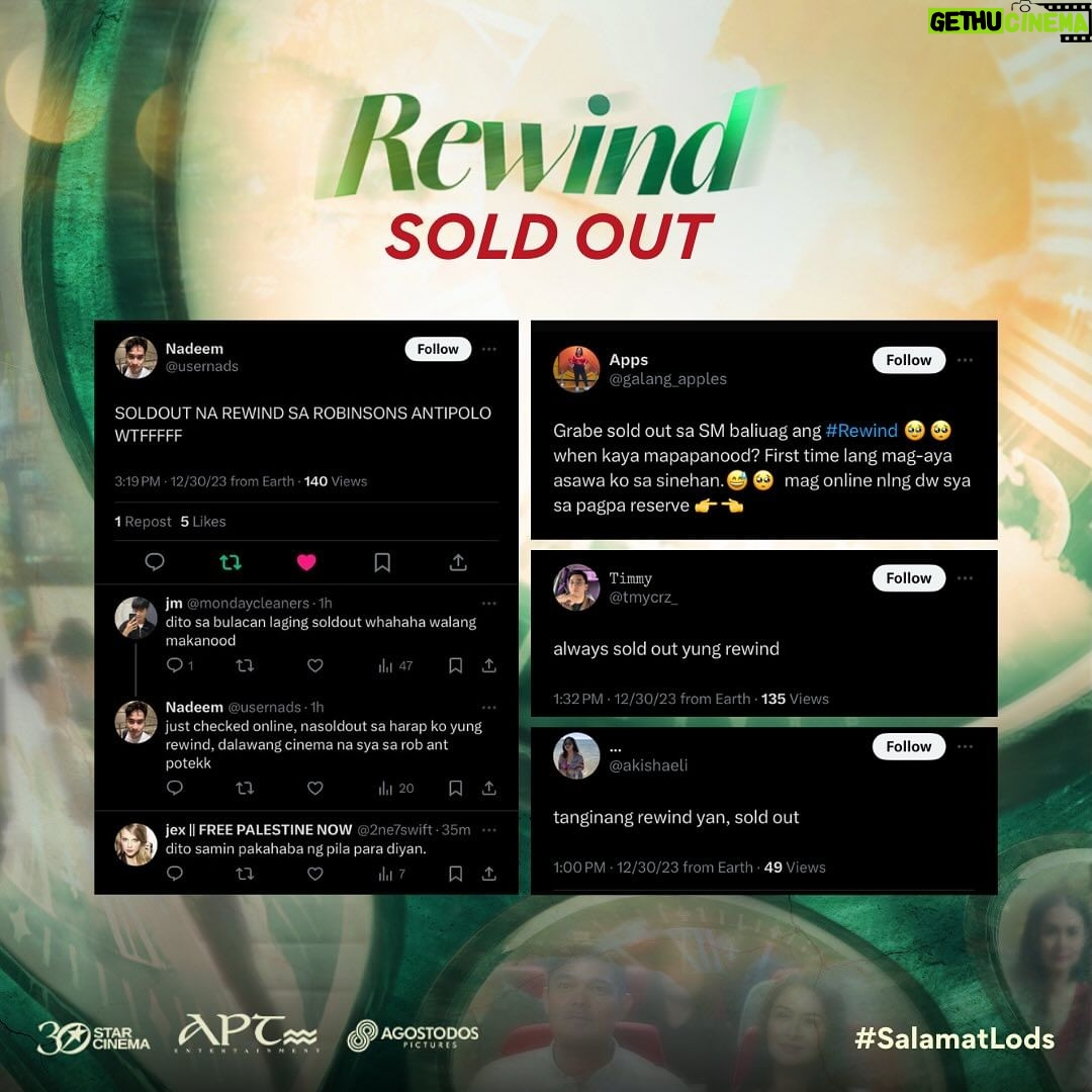 Marian Rivera Instagram - SIKSIK ANG #REWINDMMFF DAY 6! PURO SOLD OUT! #SalamatLods! βπΌππ₯ Thank you taking your greatest loves to watch REWIND this holiday weekend! Humabol nang mag-REWIND bago matapos ang taon! βͺπ #RewindNowShowing in CINEMAS NATIONWIDE!