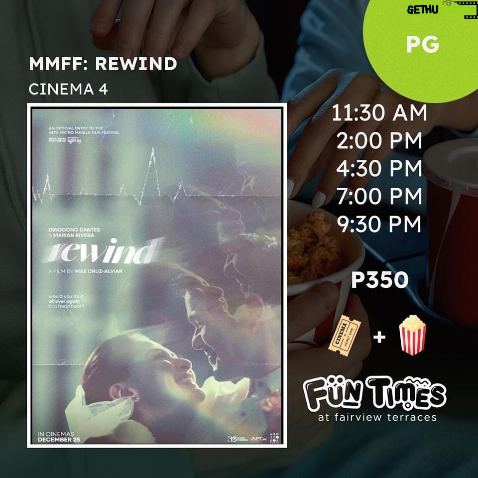 Marian Rivera Instagram - ‼️SOLD OUT‼️ #TheRewindEffect is still high on #RewindMMFF’s DAY 5! 🔥🔥 📍Ayala Malls Fairview Terraces Maraming salamat dahil pinili niyong mag-REWIND with your greatest loves ngayong holiday season! Oras ang pinakamagandang regalo! ⏪⌛️ #RewindNowShowing in MORE CINEMAS NATIONWIDE! #SalamatLods ☝🏼💚 #MMFF2023