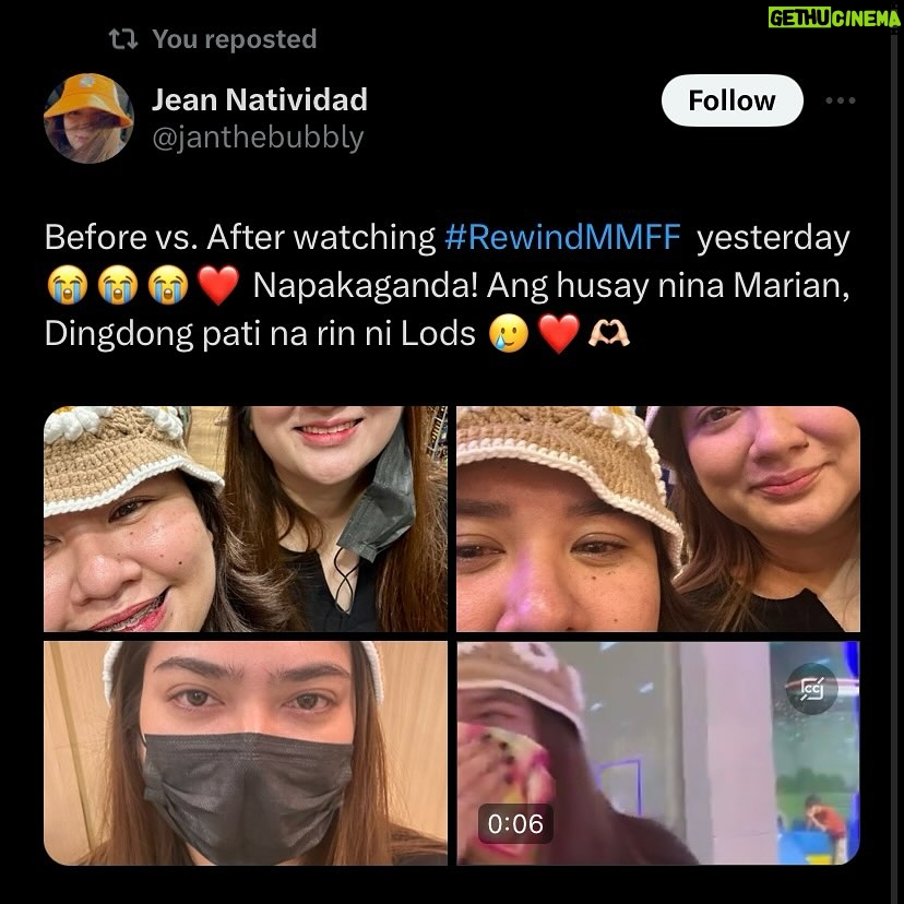 Marian Rivera Instagram - SOMETIMES, ALL WE NEED IS A GOOD CRY! #TheRewindEffect 😭🫂 Be grateful sa bawat chance na kasama ang greatest love. Kaya sulitin ang moments with them ngayong holiday season. Sama-samang mag-REWIND sa sinehan today! 💚⏪ #RewindNowShowing in cinemas nationwide! #RewindMMFF #MMFF2023