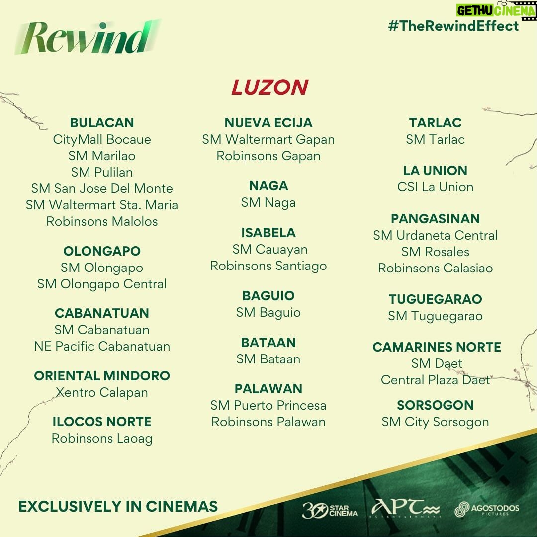 Marian Rivera Instagram - #TheRewindEffect is all over the Philippines! MORE CINEMAS TODAY dahil ginusto niyo ‘to! 🥹💚 Nakapag-Rewind ka na ba? This holiday season, mag-REWIND na with your greatest love! ⏪ 📣 Caution: Expect long lines; you can book your tickets online! Also, ihanda ang puso, maghanap ng karamay, at magbaon ng maraming pamunas ng luha. 🤧 #RewindMMFF NOW SHOWING in cinemas NATIONWIDE! #MMFF2023 #RewindNowShowing
