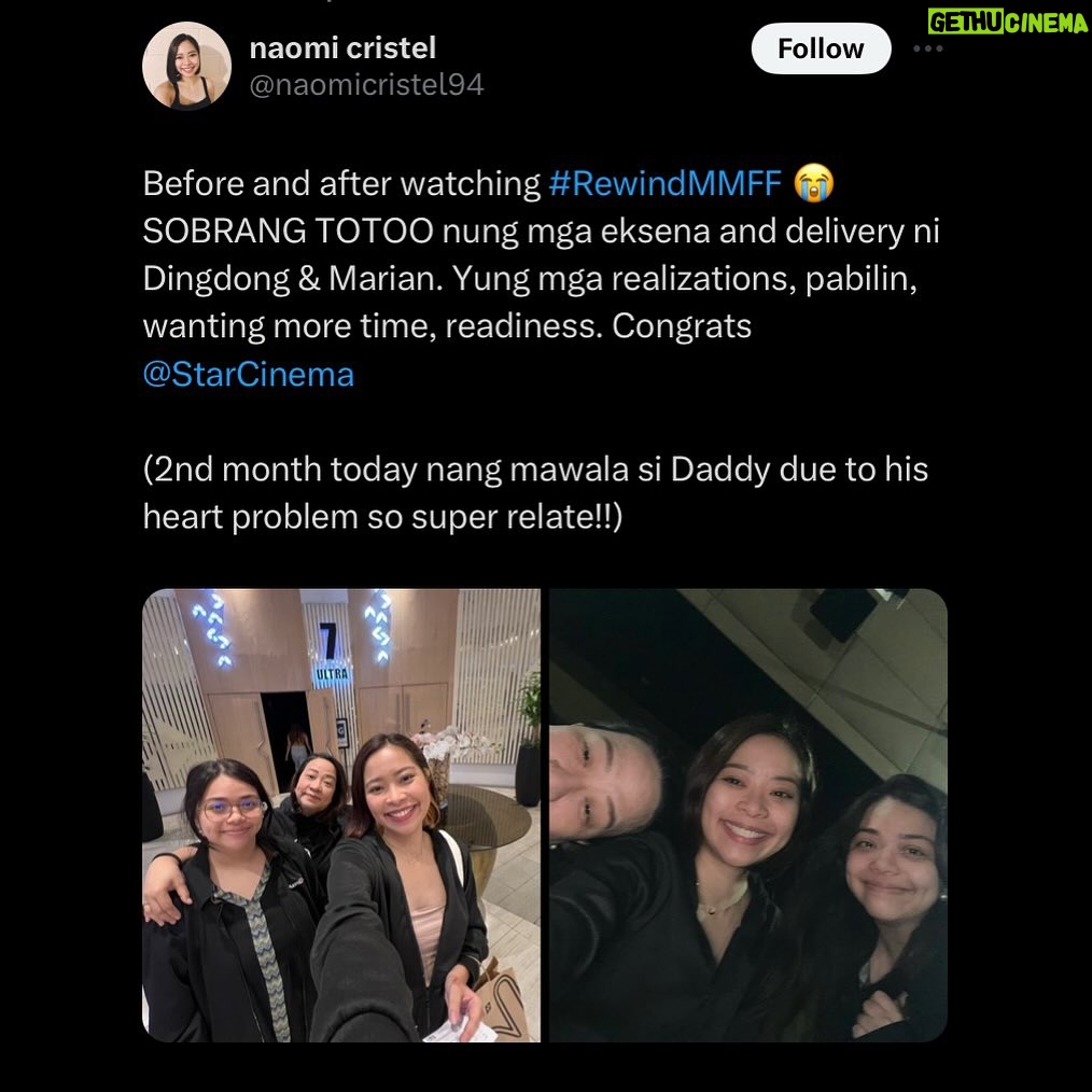 Marian Rivera Instagram - #TheRewindEffect is all over the Philippines! MORE CINEMAS TODAY dahil ginusto niyo ‘to! 🥹💚 Nakapag-Rewind ka na ba? This holiday season, mag-REWIND na with your greatest love! ⏪ 📣 Caution: Expect long lines; you can book your tickets online! Also, ihanda ang puso, maghanap ng karamay, at magbaon ng maraming pamunas ng luha. 🤧 #RewindMMFF NOW SHOWING in cinemas NATIONWIDE! #MMFF2023 #RewindNowShowing