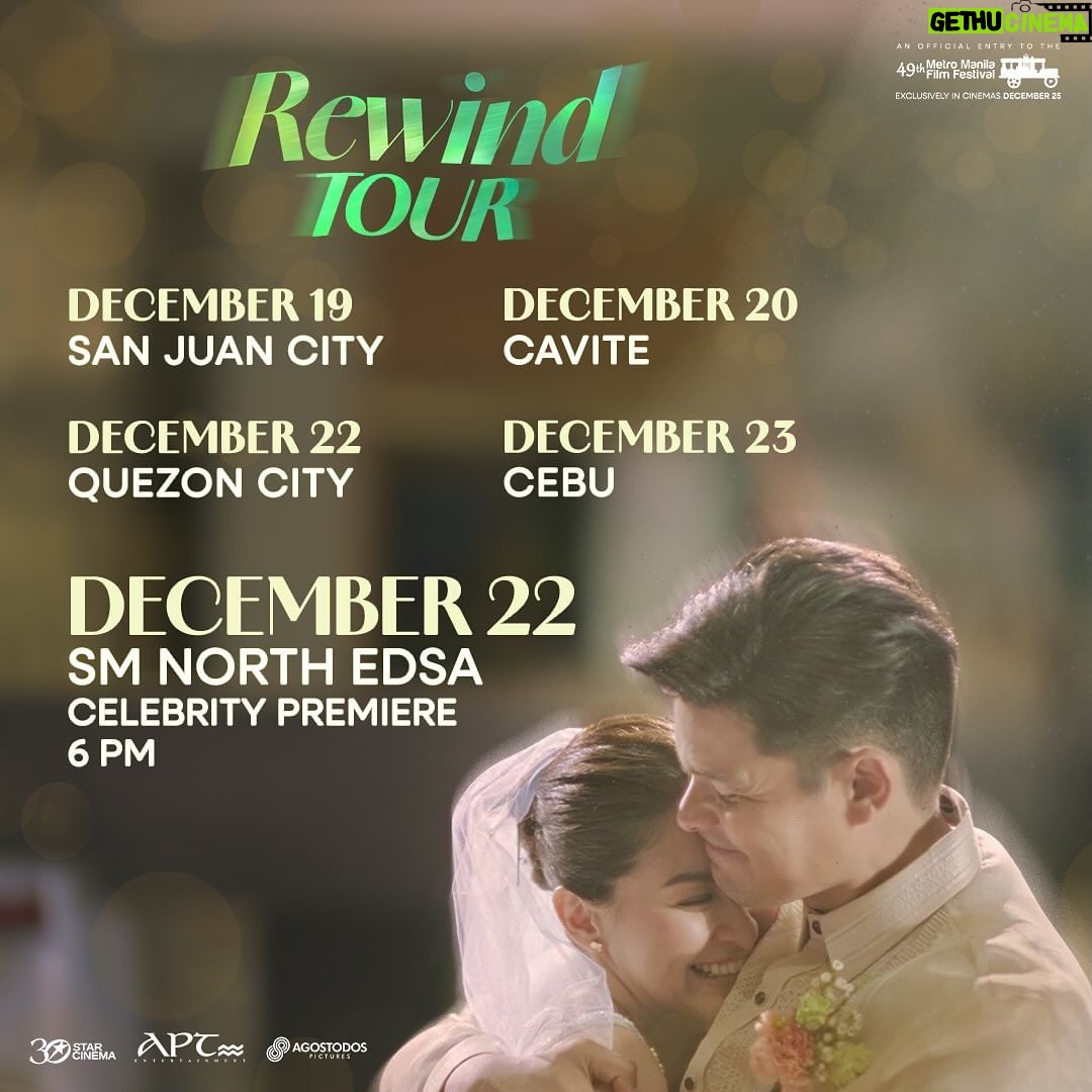 Marian Rivera Instagram - DONβT MISS! MAHIRAP NANG I-REWIND! πβͺ Abangan sina Dingdong Dantes, Marian Rivera at iba pang cast sa #RewindMMFF Tour at Celebrity Premiere! Follow Star Cinema pages for updates! Ngayong Pasko, ipadama ang greatest love niyo! Unahing mag-REWIND sa #MMFF2023! π
