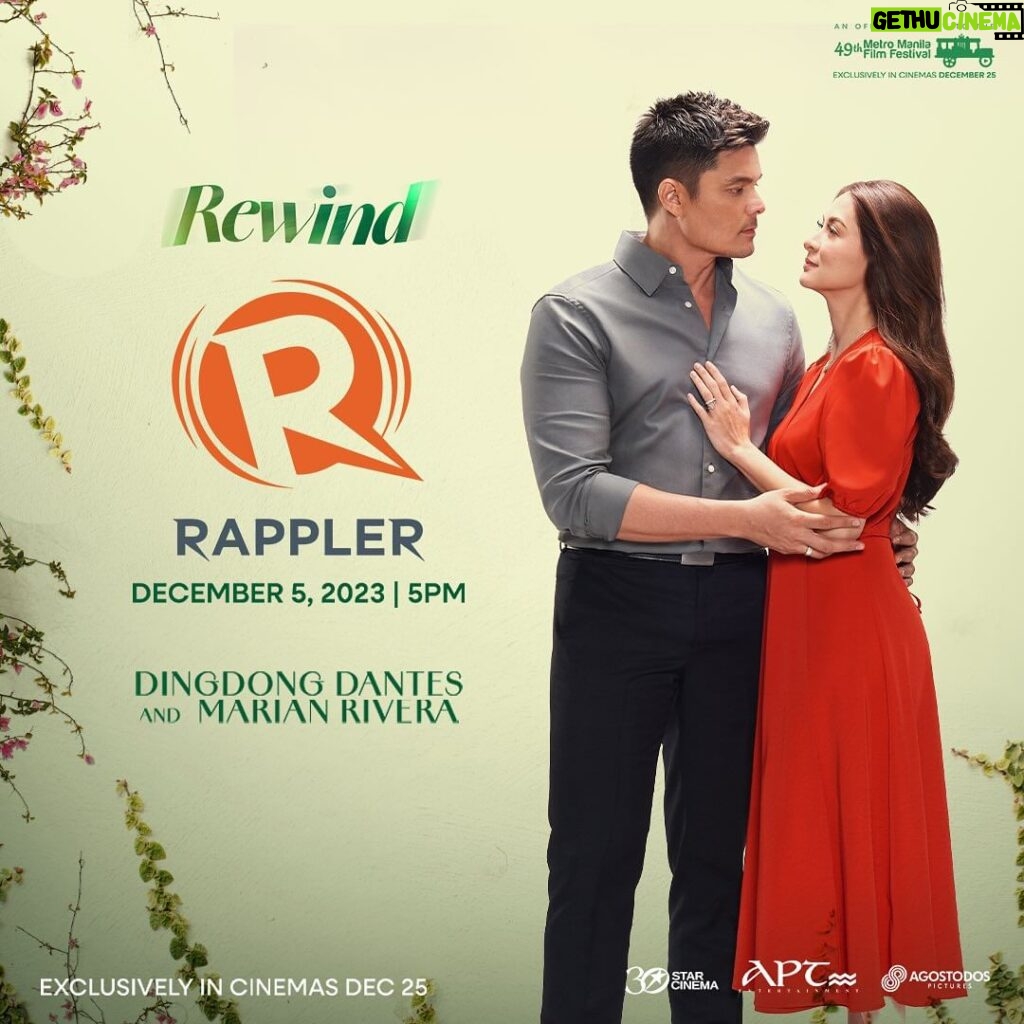 Marian Rivera Instagram - ITO NA NGA ANG SIKRETO NG MATIBAY! 💚 Find out as ‘Rewind’ stars Dingdong Dantes and Marian Rivera rewind on the challenges of working together onscreen and the importance of family during the Christmas season on Rappler Talk Entertainment. Stay tuned for the full interview later 5PM on Rappler’s website and social media pages ⏪⌛️ FOLLOW THEM HERE: 🔗: https://www.rappler.com FB: https://www.facebook.com/rapplerdotcom?mibextid=LQQJ4d YT: https://youtube.com/@Rappler?si=WeIXXf9dIQcDJYsd #RewindMMFF #MMFF2023