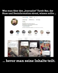 Marie-Agnes Strack-Zimmermann Instagram - Teilt bitte diese lieben Grüße an Tarek Bae 😉 [Er hat mittlerweile auf seiner Instagram Seite auf unsere Recherche reagiert und er ist köstlich peinlich am rumopfern 🥹 Wir nehmen seinen jämerlichen Verteidigungsversuch noch auseinander, danke schonmal dass du noch mehr Menschen auf unsere Recherche aufmerksam gemacht hast 😇] Die Glaubwürdigkeit dieser Recherche wird unter anderem garantiert von: @strackzimmermann @jamila_anna @hauptstadtwolf @ronyaothmann @ahmad.omeirate Die hier enthaltenen Informationen und Hinweise dürfen von Journalist:innen, Influencer:innen und auch allen anderen Personen frei benutzt werden. Alle Slides herunterladbar unter: https://we.tl/t-jthqpGEaaQ In der gesamten Recherche geht es um den Verantwortungsvollen Umgang mit Reichweite auf Instagram, sowie dem Kampf gegen Social Media Fake News Propaganda. Es geht explizit NICHT darum, die schlimmen Leiden der Palästinensischen Bevölkerung zu schmälern oder zu verharmlosen. Auch ist das hier kein Angriff auf Tarek Bae. Im Gegenteil. Wir hoffen, er wird sich bessern. Kritik an der israelischen Regierung ist immer erlaubt. Vorsätzliches Täuschen von Tausenden Follower:innen und das Säen von Hass ist in diesen Zeiten höchst problematisch. Danke für Eure Aufmerksamkeit und fürs Teilen der Recherche! ❤️ Die Autor:innen der Recherche wollen anonym bleiben: Danke an 