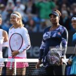 Marie Bouzková Instagram - Feeling lucky to experience these moments✨ side by side with the best @sarasorribes 😍 It’s always a privilege to share the court with you @serenawilliams and @onsjabeur 🤗 Eastbourne, East Sussex