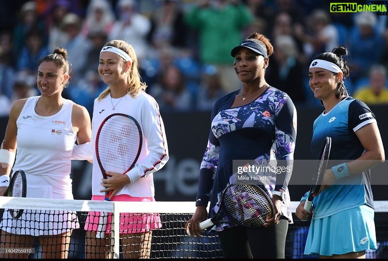 Marie Bouzková Instagram - Feeling lucky to experience these moments✨ side by side with the best @sarasorribes 😍 It’s always a privilege to share the court with you @serenawilliams and @onsjabeur 🤗 Eastbourne, East Sussex