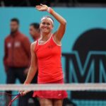 Marie Bouzková Instagram – Grateful for these moments🥰🐬 First top 10 win on clay🫣 @mutuamadridopen 📸 @angelmartinezphoto
