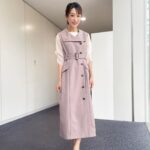 Mariko Dou Instagram - 本日の「ワイド！スクランブル」の衣装は、 ☆ワンピース,カットソー… #proportionbodydressing ☆アクセサリー… #starjewelry でした👗✨ ワンピースのデザインが素敵でした💕 引き続き台風情報にはお気を付け下さい。 #大下容子ワイドスクランブル #ワイドスクランブル #ニュース #テレビ朝日 #堂真理子 #アナウンサー #番組衣装 #アナウンサー衣装