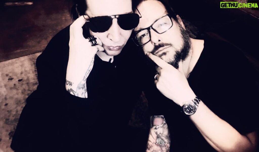 Marilyn Manson Instagram - We’ve seen the horror of the champagne cork, the snakes eating the hearts of what we believe is true. Brothers forever. #officialjonathandavis #timetravel #yeatspoetry