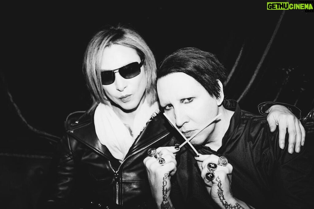 Marilyn Manson Instagram - East meets West. It’s the best. Get here and we’ll do the rest. #yoshikiofficial #fireinthehole #youmissedit