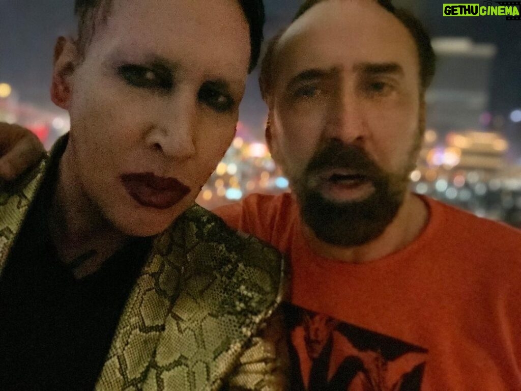 Marilyn Manson Instagram - Nic Cage and I, reunited in Las Vegas. @palms