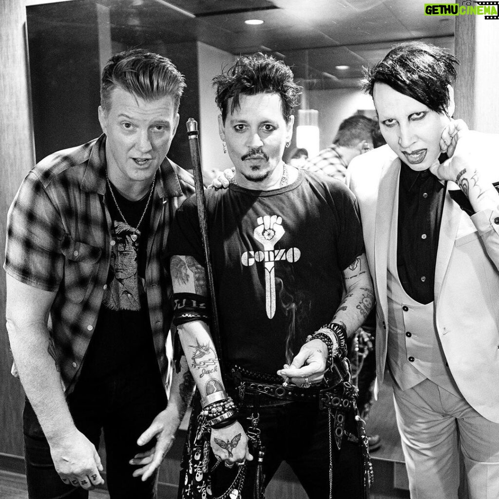 Marilyn Manson Instagram - Josh, JD, and Me at the Greek. Photo by @rosshalfin