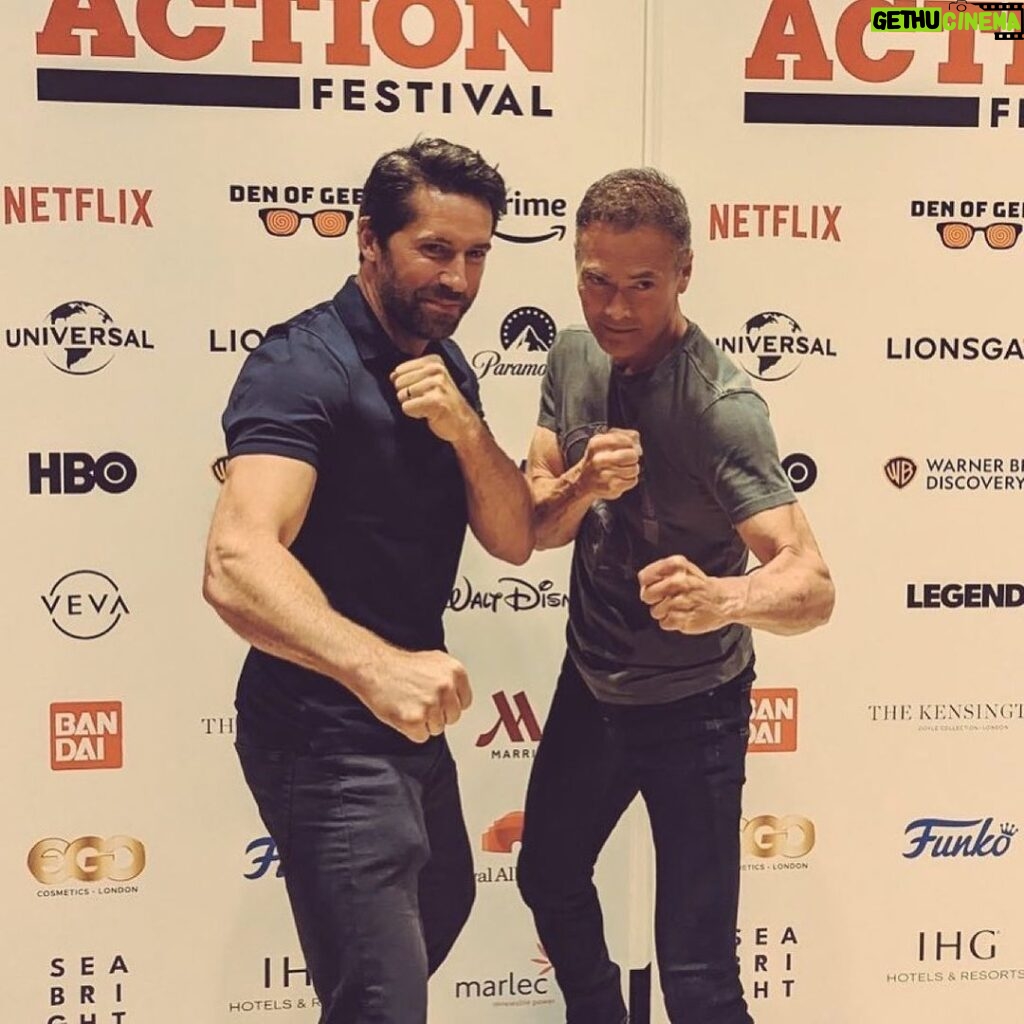 Mark Dacascos Instagram - @thescottadkins Was a blast to be on stage with you! Thank you, Scott! And thank you @theactionfestival @johnwickmovie @lionsgateuk for bringing us together. 🙏🏽❤️🤙🏽 Repost from @thescottadkins • So awesome to spend some time with the incomparable @dacascosmark at @theactionfestival - we need to make a movie together Mark!