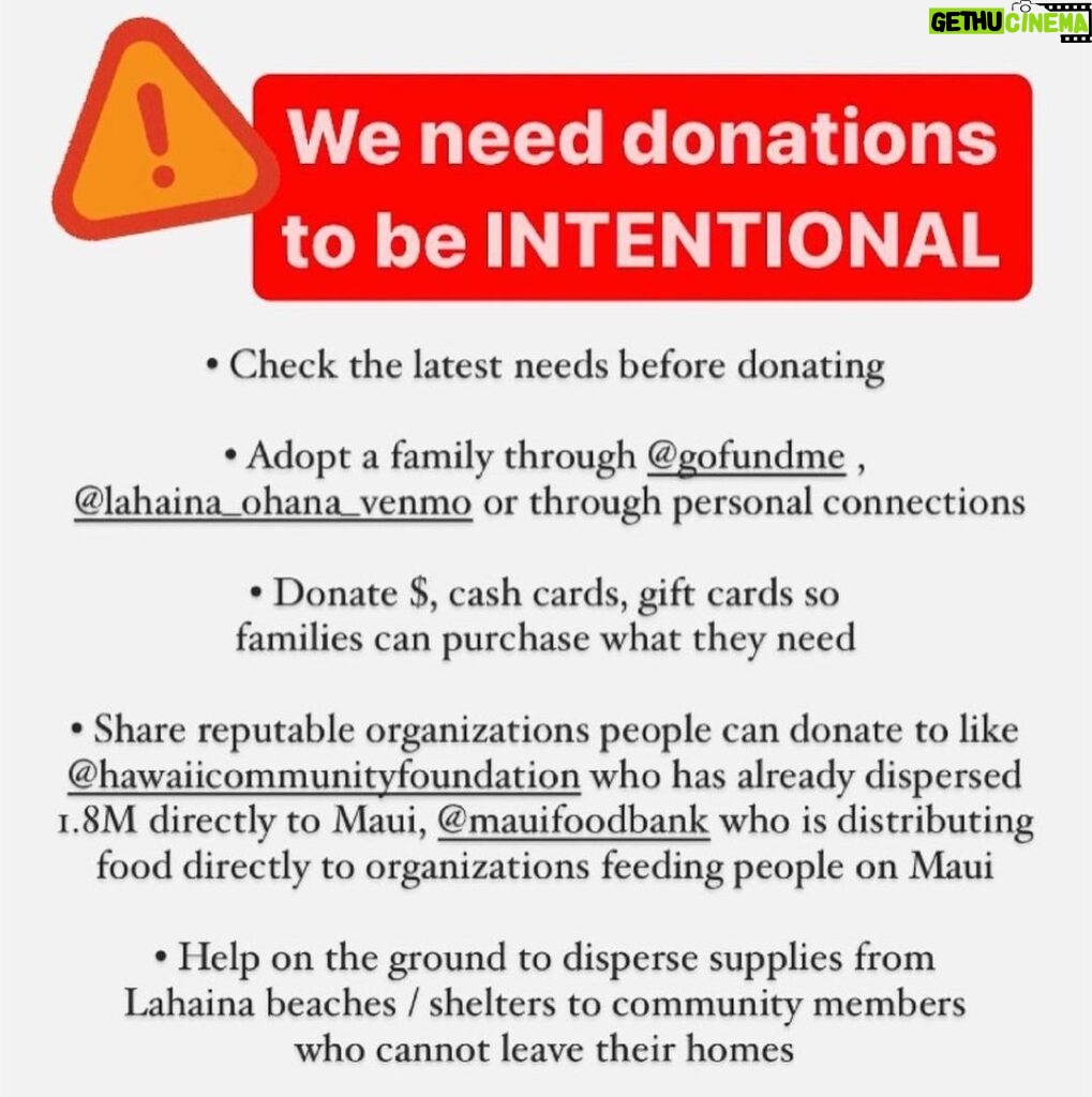 Mark Dacascos Instagram - @lahaina_ohana_venmo Repost from @malikadudley • This is coming from “MAUI” - it’s what we need right now to make sure our beaches and sheltering sites don’t become a “dumping site” and our families get what they need not just now, but in the long run. We need donations to be intentional, sorted, and spaced out. Here are some tips: • Through the organization you plan to donate to, check the latest needs before donating. Sort, and send supplies when they are needed. Not randomly. • Adopt a family through @gofundme (there’s a Google doc that has been widely distributed), @lahaina_ohana_venmo or through personal connections • Donate $, cash cards, gift cards so families can purchase what they need • Share reputable organizations people can donate to from afar like @hawaiicommunityfoundation who has already dispersed 1.8M directly to Maui organizations currently doing the good work, @mauifoodbank who is distributing food directly to organizations feeding people on Maui right now • Help on the ground to disperse supplies from Lahaina beaches / shelters to community members who cannot leave their homes
