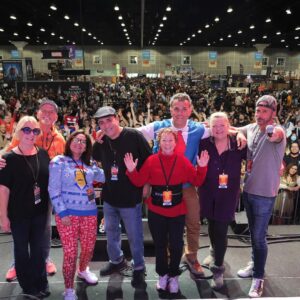 Mark DeCarlo Instagram - Duck-Tastic day @comicconla! The #jimmyneutron cast reunited for a LIVE EPISODE READING… for a few friends on the Main Stage. Such a great day laughing with my talented pals. Can’t wait to do it again. Not even Debi’s back surgery could keep us away.