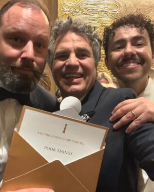 Mark Ruffalo Instagram - So proud of @poorthingsfilm, this cast, and everyone who’s a part of the film ❤️ #GoldenGlobes