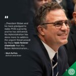 Mark Ruffalo Instagram - This is a huge victory in the fight to restrict these toxic "forever chemicals." The Biden administration and the @epagov are finally delivering on our demands for safer drinking water and prioritizing public health. A great first step!