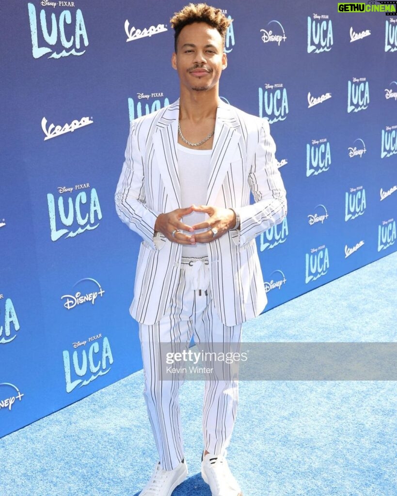 Mark St. Cyr Instagram - LUCA made me cry so much I became a sea monster 🧜‍♂️ style: @jareddepriest suit/shoe: @dolcegabbana jewelry: @johnhardyjewelry #pixarluca #dolcegabbana #redcarpetfashion #hsmtmts The El Capitan Theatre