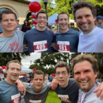 Mark Zuckerberg Instagram – Good 5k with friends. Whole crew hit our sub-20 min goal, but that before and after photo shows we had to push!